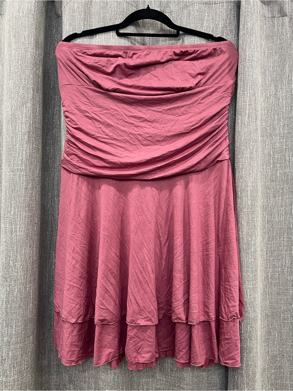 Women’s Strapless Tiered Dress in Rose Pink